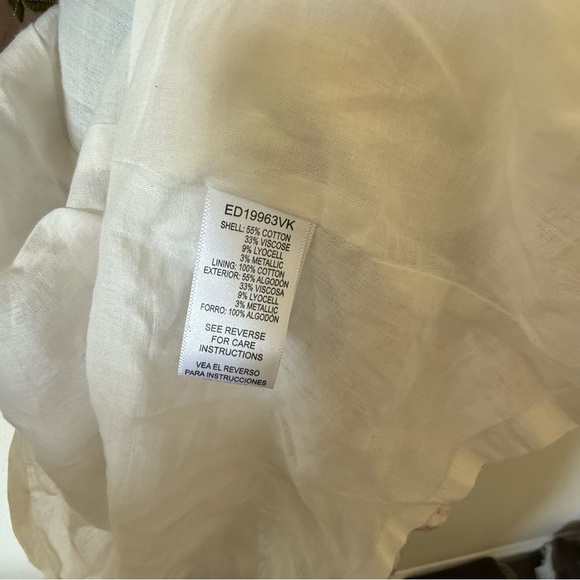 En Crème Floral Printed Puff Sleeve Tiered Mini Dress with Lurex Medium - Picture 10 of 12